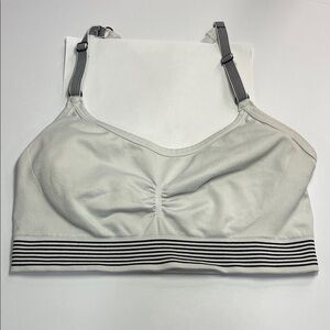 Women's Light Gray Black Striped Racer Back Bralette Scrunched with Pad Slits